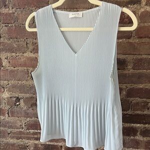 Aritzia Babaton Light Blue Pleated V-Neck Tank Top